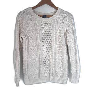 GAP Cable Knit Fisherman Sweater Cozy Casual Size XS Neutral Minimalist Cotton